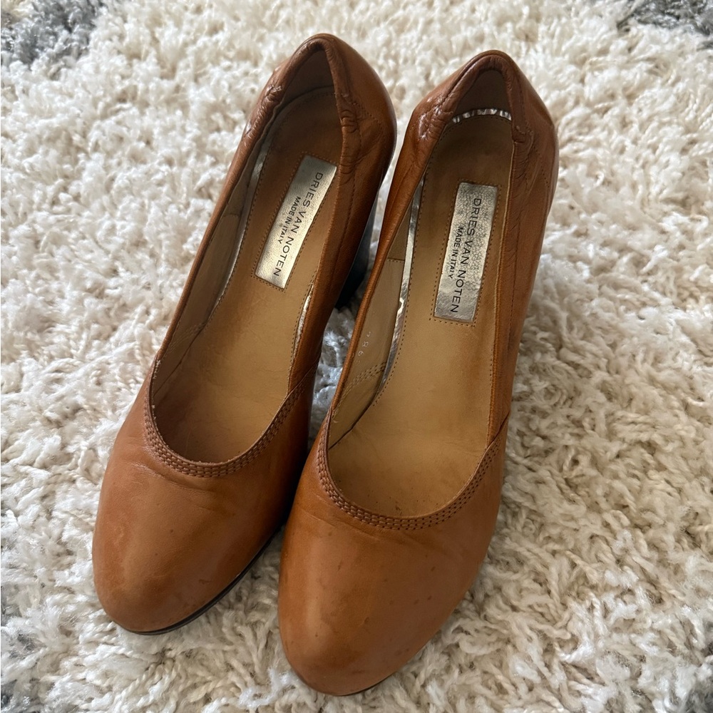 Dries Van Noten Brown Leather Italian Heels